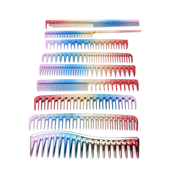 9 st Professionell färgglad frisyr kam Salong Frisör Detangling kam stylingverktyg