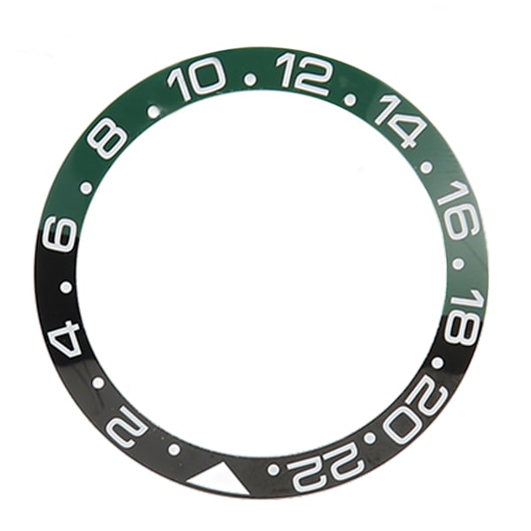 38mm diameter GMT Watch Bezel Insert Ring Black Green Base White Character Ceramic Bezel Insert Base Ring