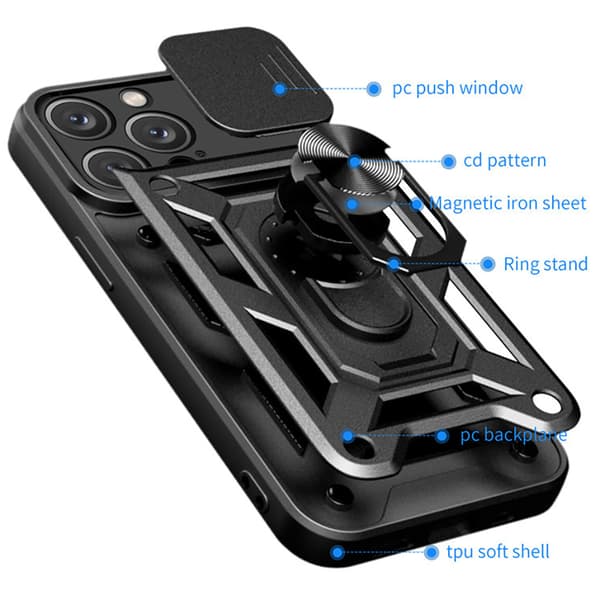 Maksimal Beskyttelse Kompatibel med Din iPhone 14 Pro Max - Med Praktisk Ringholder Röd