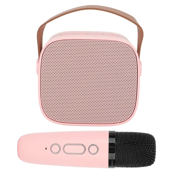 Mini Karaoke Machine with Wireless Microphone Portable Bluetooth Speaker for Kids Adults Pink