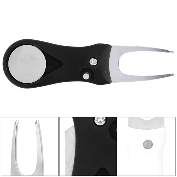 304 Stainless Steel ABS Plastic Handle Golf Spring Divot Repair Pitch Putting Fork Tool for Training Practice Black