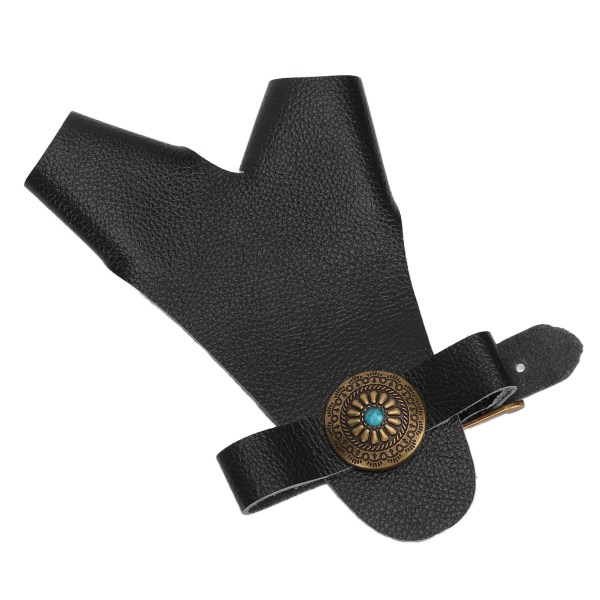 Bueskyting håndbeskyttelse PU lær justerbar stropp vintage nagle dekorasjon håndbeskytter hanske svart