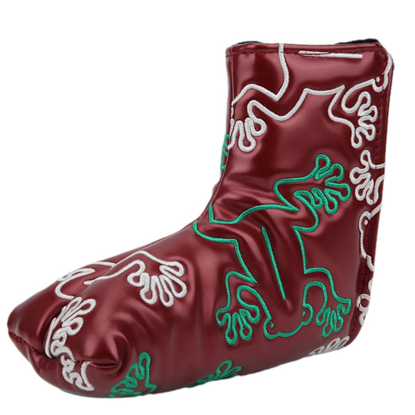 Golfputter Headcover Broderiputter PU Skyddshuvudskydd Magnetisk stängningVinröd