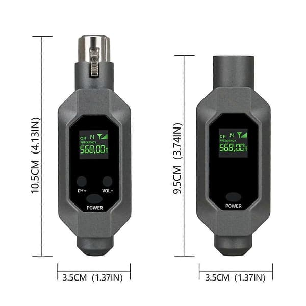 Trådløs mikrofonsender og mottaker koblet til XLR trådløst mikrofonsystem for dynamisk 48v kondensatormikrofon, B Black