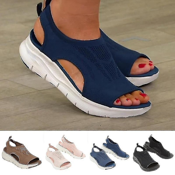 Rosa Mesh Plattform Sandaler med Fiskesko for Kvinner til Sommerstrand
