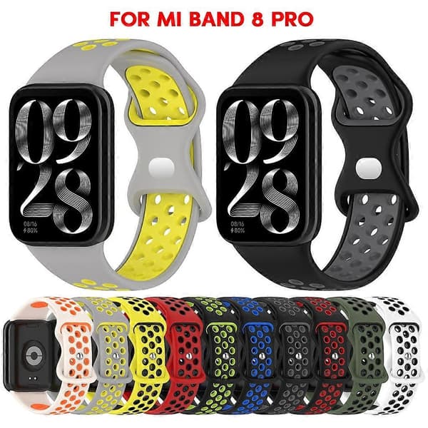 Blød silikone armbåndsrem kompatibel med 8 Pro erstatning Black blue