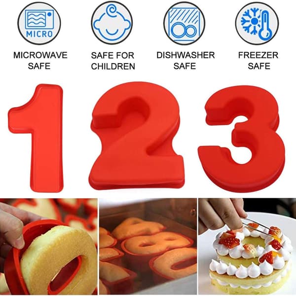 25 cm 9 dele Store talforme Bageforme Silikoneform med tal Kageform (25 cm)-14894