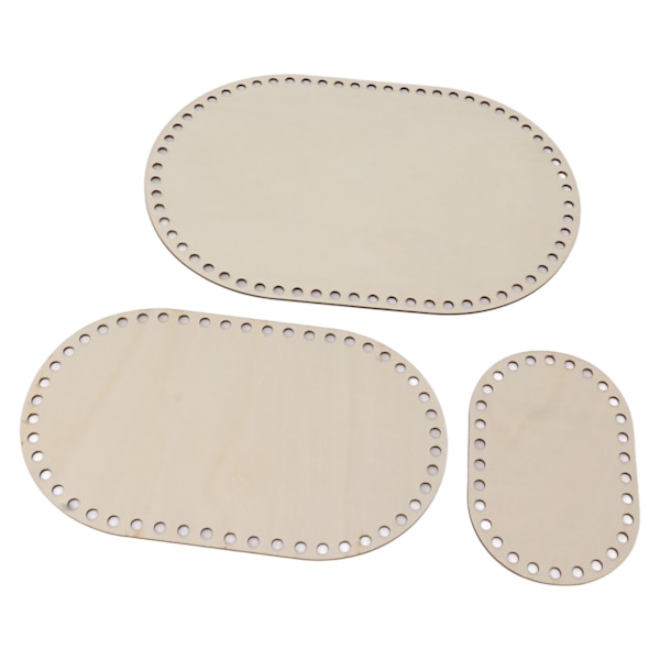 3 st träkorg botten oval tom solid virkad korg träbas för DIY-korgvävstillbehör Hantverkstillverkning
