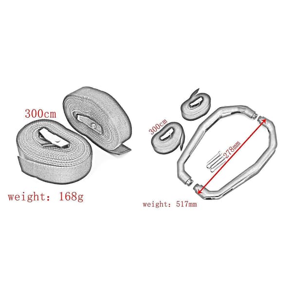 Passagerarhåndtag bag til Tenere 700 XT700Z, uden stropper, 278 mm with Straps