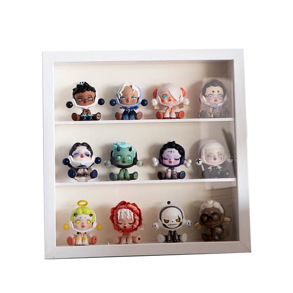 Anime Figure Display Case Three-dimensional Thickened Display Storage Box for Mini Toys Collections White Double Partition