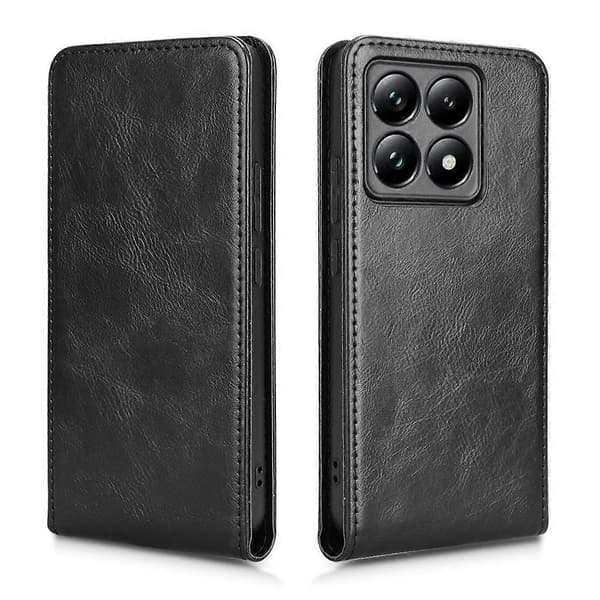 Magnetisk lodret flip læder telefoncover Black