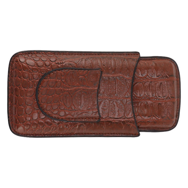 Cigarrfodral med 3 fingrar konstläder Mjukt Anti-blekning Andningsbar resecigarrhumidor med ficka