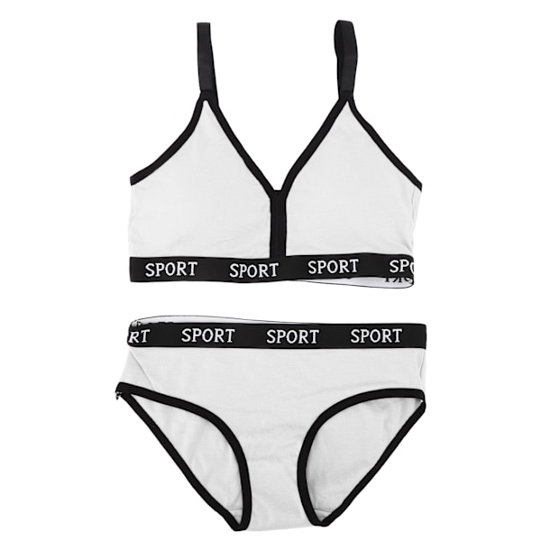 Dam Sport BH Underkläder Set Mjuk Andas Justerbar Kammad BH Trosor i bomull för Yoga Träning Vit