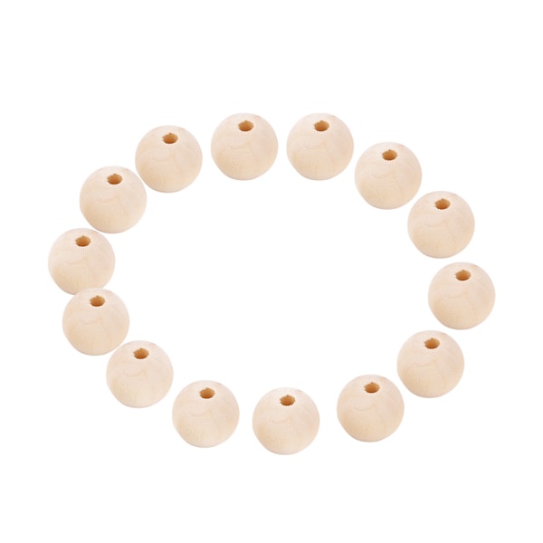 50 kpl Puupalloja Pyöreät puupallot rei'illä korujen valmistukseen Koti sisustus DIY käsityö 14 mm Koko 3,5 mm ID