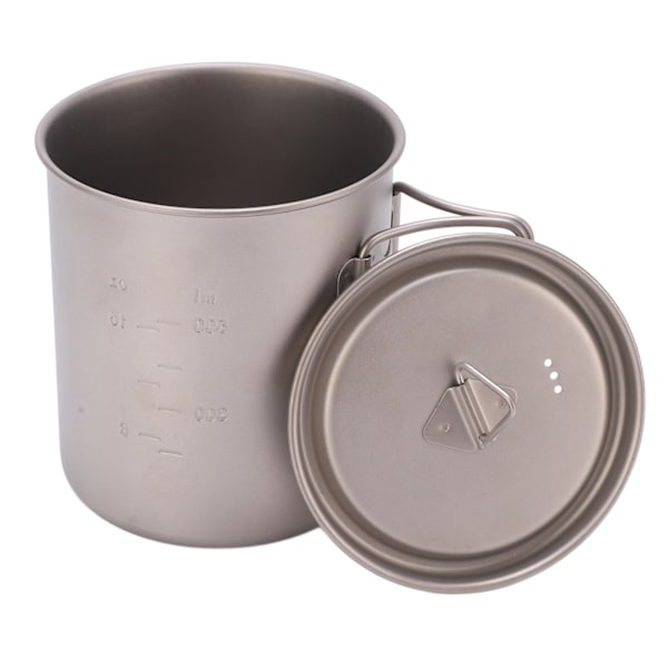 750 ml utomhus vattenmuggar i titan med hopfällbara handtag Bärbar camping i titan vattenkopp