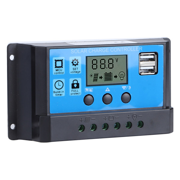 60A Solar Charge Controller with Dual USB Port 5V Auto PWM LCD Display Solar Panel Battery Regulator