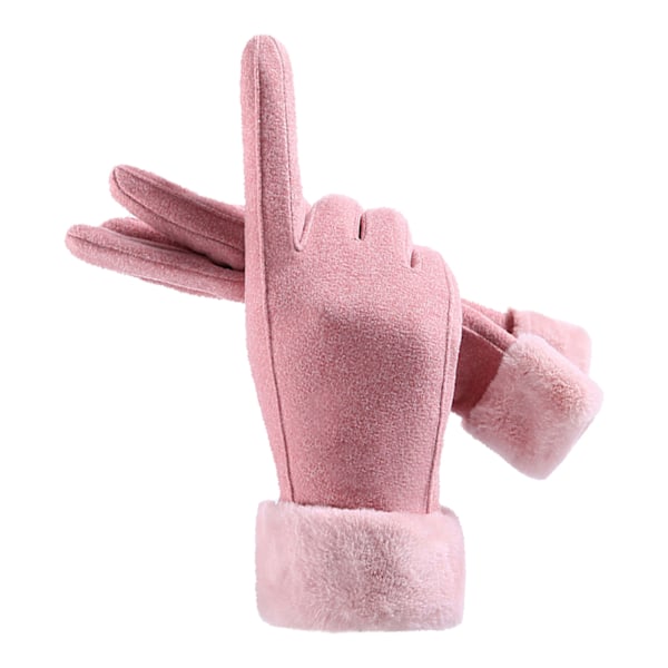 Vinterhandsker Halvfinger Varme Forbedrede Touchscreen Polyester Handsker til Kvinder Voksne Løbetur Ridning Koldt Vejr Rosa