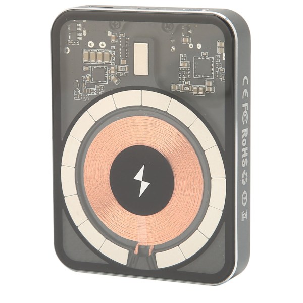 Mini Magnetisk Trådløs Powerbank Bærbar Lader Innebygd NTC Temperatursensor Transparent Skal for Mobiltelefon E44A 5000mAh