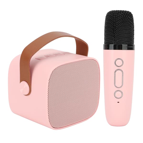 Mini Karaoke Machine with Wireless Microphone Portable Bluetooth Speaker for Kids Adults Pink