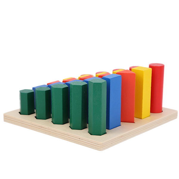 Trä baby geometriska byggstenar Färgglada baby block Game Pedagogisk leksak gåva