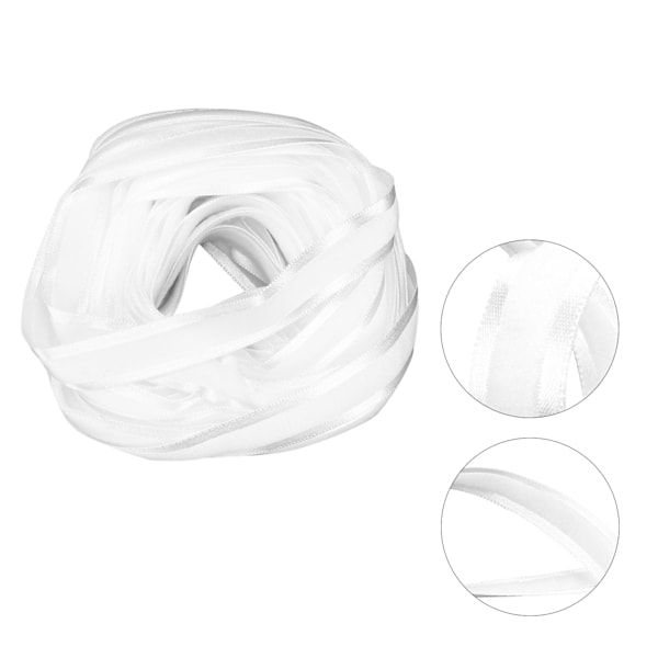 Tygbandsbredd 1,5 cm Längd 9 meter Flexibelt presentinslagningsband för bröllopsfest Handgjort (Vit Färg Nummer 4)