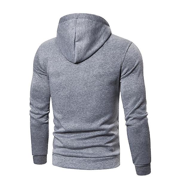 Grå Herr Hoodie Pullover Sweatshirt Träningsdräkt Topp XL