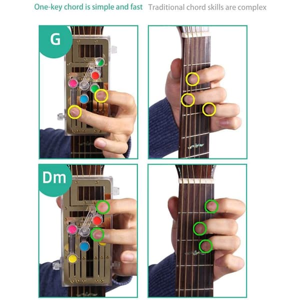 Gitarrackordövningsverktyg Gitarrinlärningssystem Inlärningsövningshjälp med 6 universella ackord
