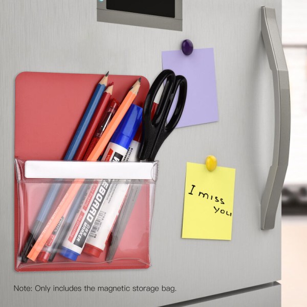 PVC pennal magnetisk pennal Magnetisk verktøyveske dokumentveske, A6 rød