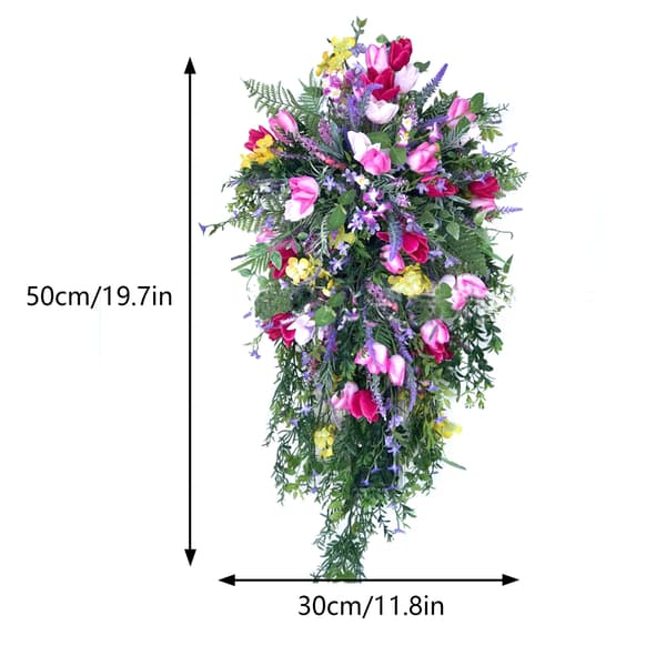 Artificial Flower Wreath with Lilacs Hyacinths Hydrangeas Spring Summer Floral Greenery Wreath E Small