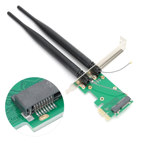 Mini PCIE til PCIE Adapterkort Trådløst Wifi Desktop Computer Netværkskonverter (6DB Antenne)