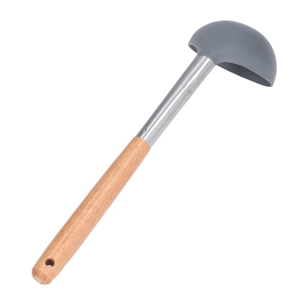 Soppslev Mjuk Säker Hållbar Silikonmaterial Nonstick Reptålig Trähandtag Ladelsked