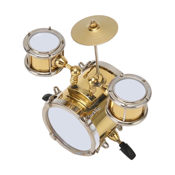 Miniatyrtrumset Replika Musikinstrument Modell Mini-trumset Dockhusprydnad Trumslagare Present Heminredning med ask
