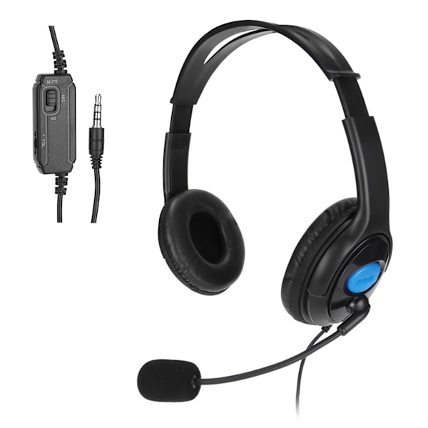 Justerbart brusreducerande spelheadset med mikrofon för PC (svart/blått)