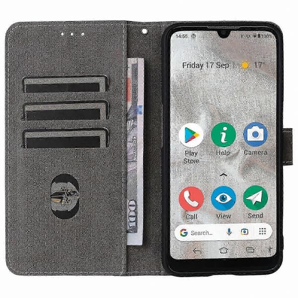 Doro 8100/8200 Plånboksfodral med stativ och rem, telefonfodral i PU-läder Brown