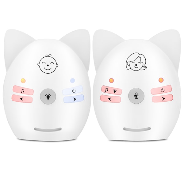 Digital Audio Baby Monitor Bærbar Trådløs To-vejs Spædbarnsmonitor med Natlys (EU Stik Audio Monitor)