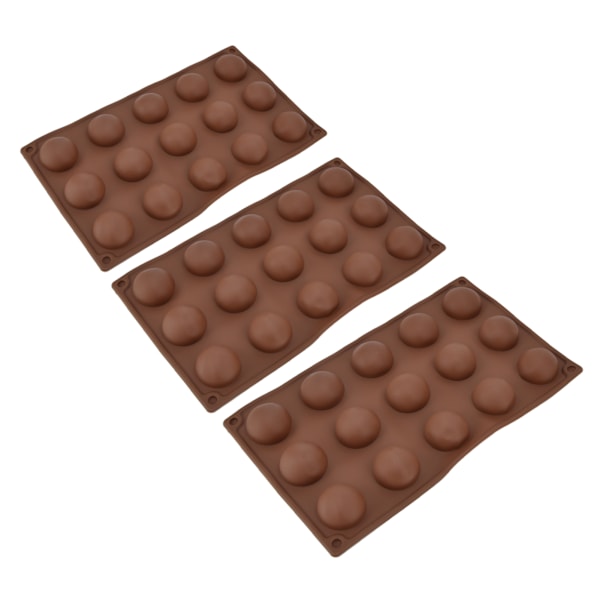 3 stk 15 huller Silikonform Chokoladebomber Form Halvkugle Bageform til Kage Gele Pudding