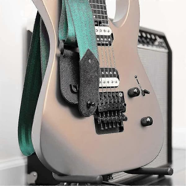 st lås Kompatibel med gitarrremmar, klassisk akustisk elektrisk akustisk gitarr bas ukulele (silver) black