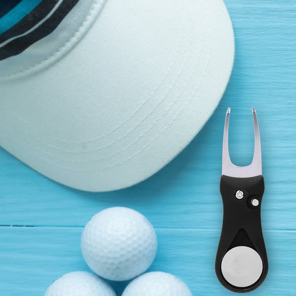 304 Stainless Steel ABS Plastic Handle Golf Spring Divot Repair Pitch Putting Fork Tool for Training Practice Black
