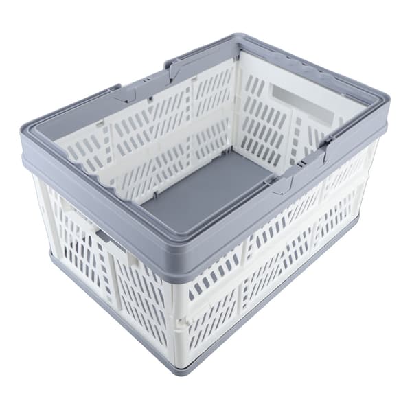 Foldable Baskets with Handles PP Waterproof Foldable Storage Bins for Home Kitchen Bedroom Office White Large Size