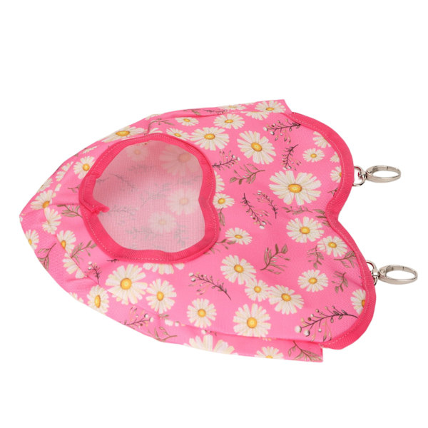 Kaninfoderpåse Hängningstyp Stor kapacitet Daisy Pattern Rosa hjärtformad utloppsmatarpåse för smådjur