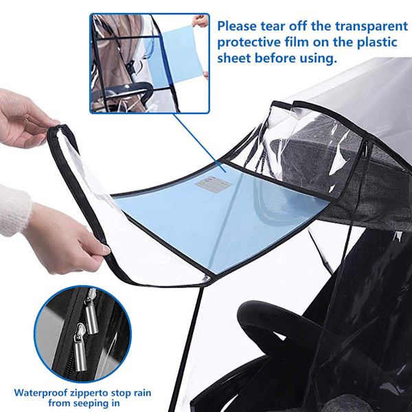 Transparent Regnskydd för Barnvagn Universal Vattentät Shield Barnvagn Regnskydd