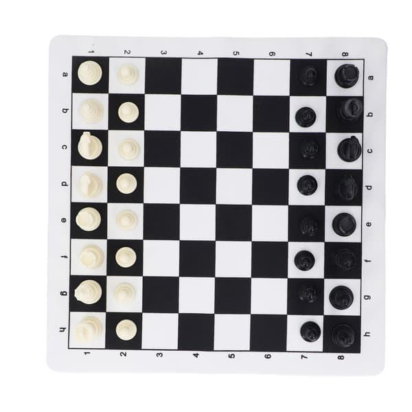 International Chess Set Black White Plastic Chess Pieces PU Leather Chessboard for Board Games