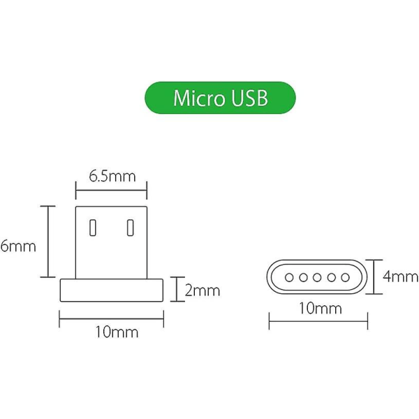 2 stk Micro Usb magnetisk adapter Magnetisk erstatningsplugg uten kabel