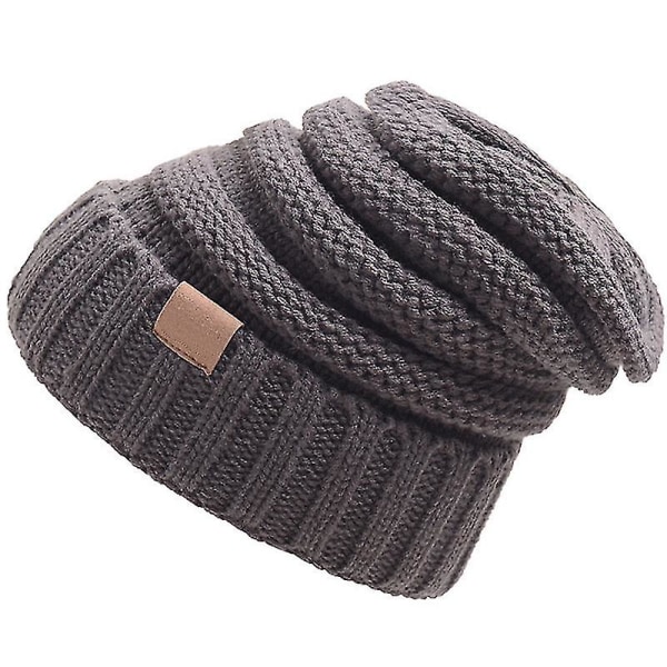 Naisten Neulottu Slouch Hat Talvilämmittimet Stretch Baggy Pipo Lippikset dark gray