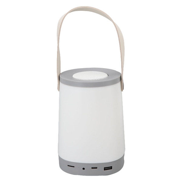 Lykta Bluetooth-högtalare HiFi Uppladdningsbar radiofunktion Trådlös utomhushögtalare med LED Ambient Light Handtag Grå