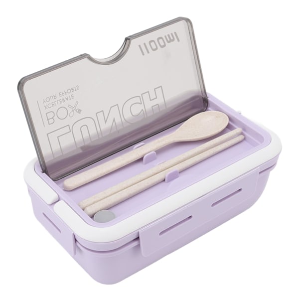 Fack Lunchbox 2 fack 1100ml Loveliness Vuxen Bento Box med sked Ätpinnar för Office School Lila
