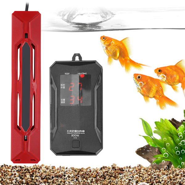 220V EU-stik 800W Akvarievarmer Fish Tank Varmestav Kvartsrør Automatisk Termostat