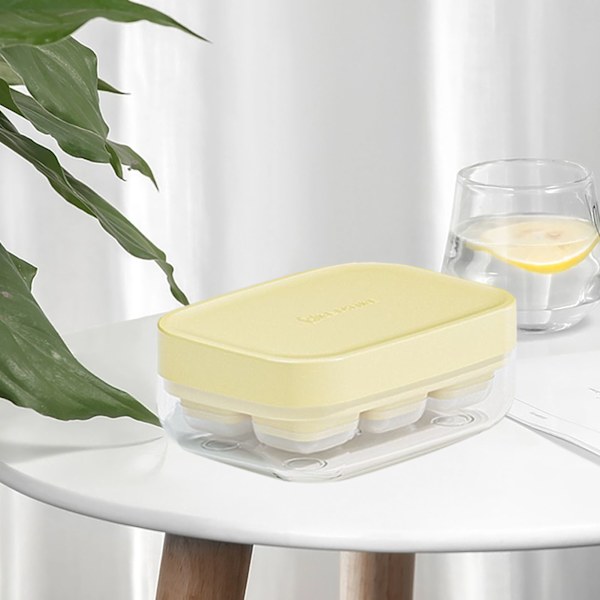 6-roms Mini Isbitform Islaging Sommer Is Oppbevaringsboks Mini Isfett for Hjemmet Gul