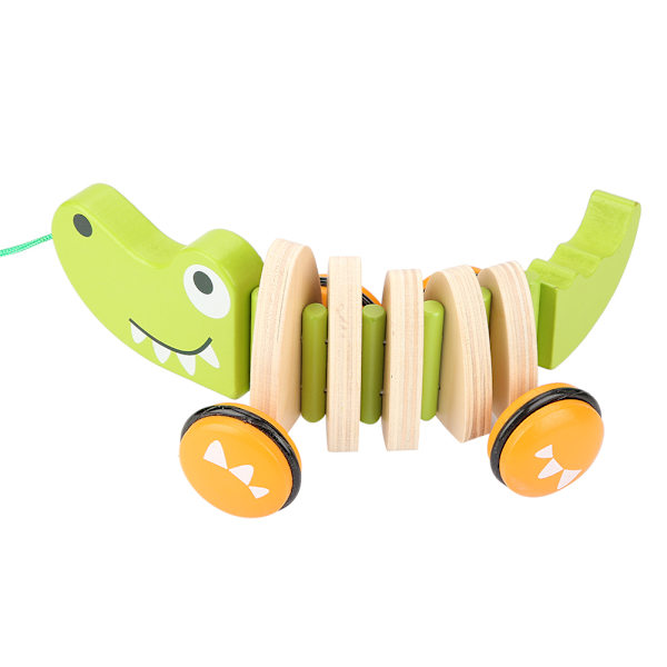 Småbarn Barn Krokodil Trärep Leksak Walk A Long Pull Toy