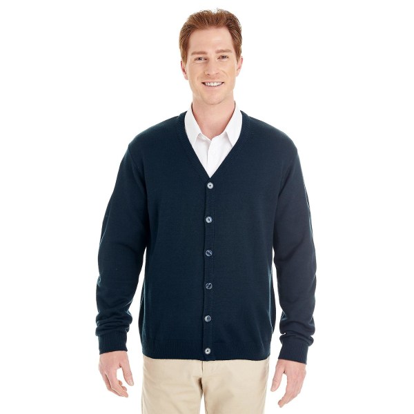 Harriton mænds Pilbloc V-hals cardigan sweater med knap DARK NAVY L